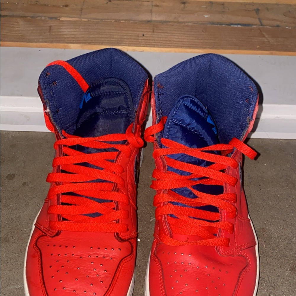 Red and Blue High-Top Sneakers